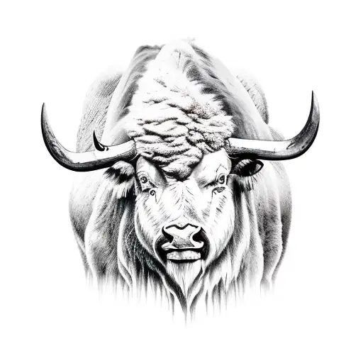 Black And White Buffalo With National Park Logo