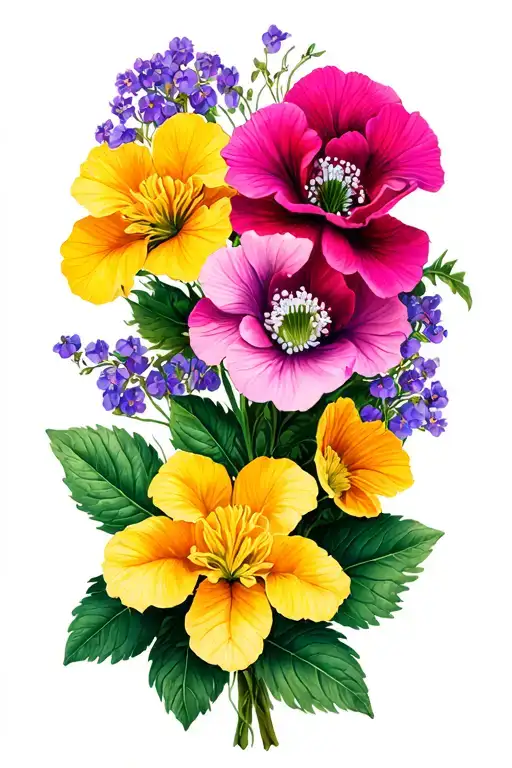 Geranium And Honeysuckle Bouquet