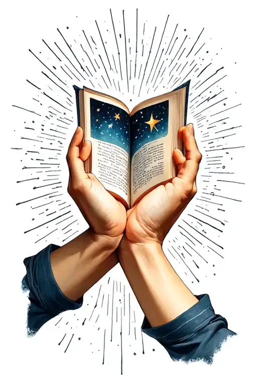 Cupped Hands Where Stars Emerge And An Open Book
