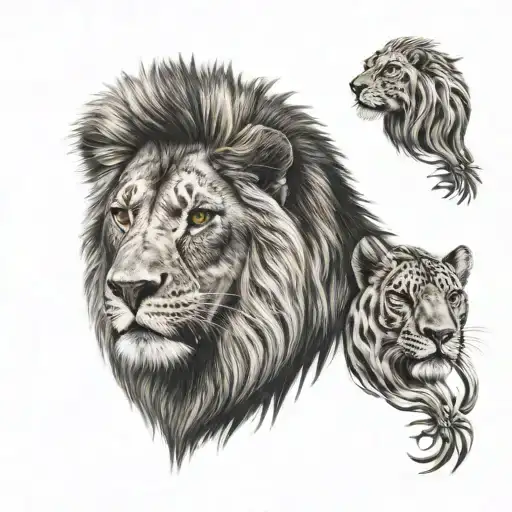 Lion King Head With 2 Simbas