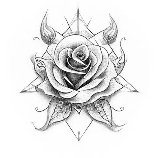 A Detailed And Intricate Design Combining A Rose And A Compass