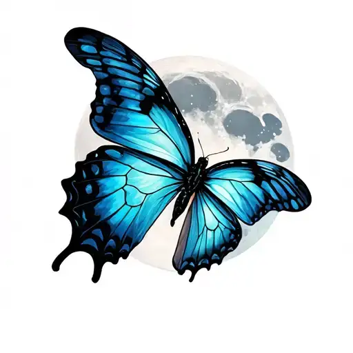 Men Butterfly And Moon Arm