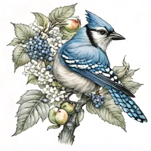 Bluejay In Apple Tree