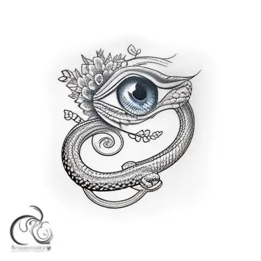 Floral Arm Sleeve With A Bird & An Eye & A Small Snake