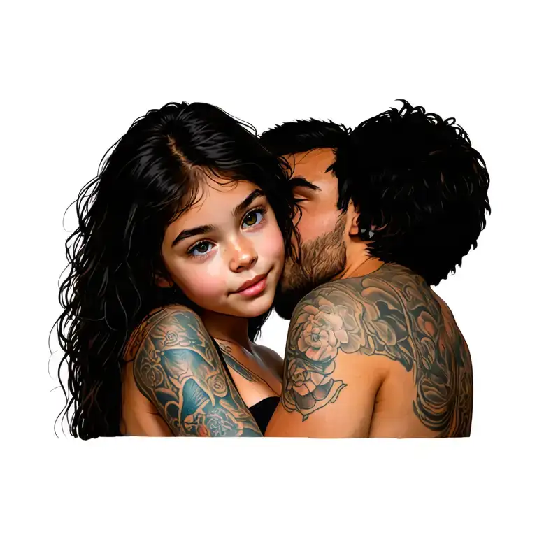 Young Girl In Her Under Clothes Hugging Man