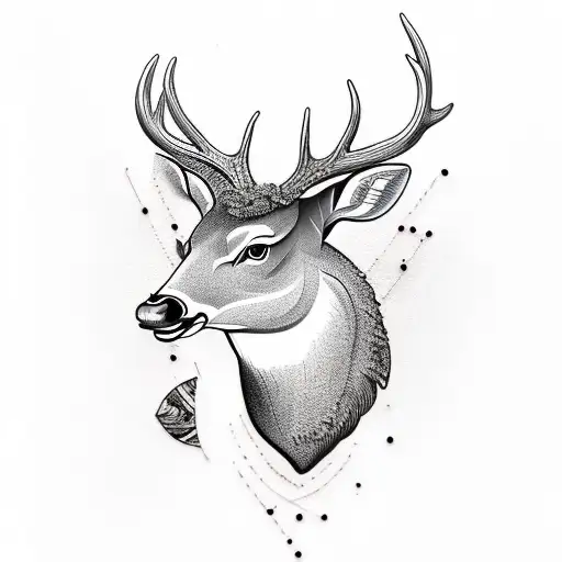 Deer Head And Salmon And Duck