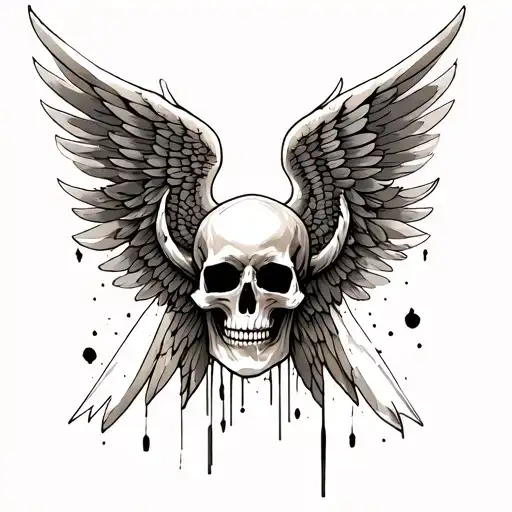 Skull And Angles Wings