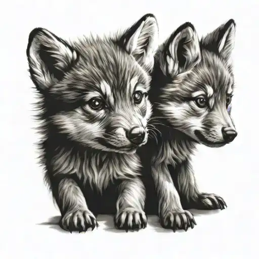 2 Cute Baby Wolves