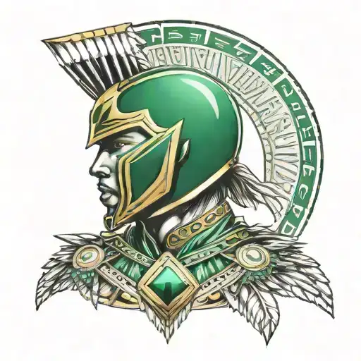 Native Warrior Wearing Green Ranger Gold Shield