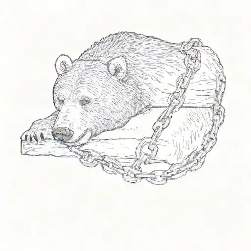 A Bear Chained To An Anchor Unable To Get Up Symbolizing Sin Of Sloth