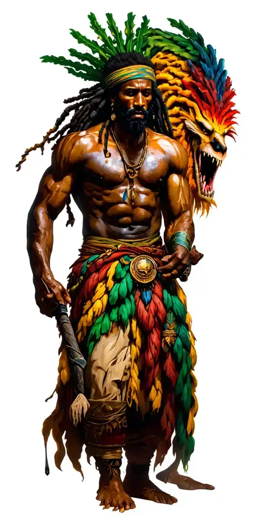 Rastafarian Warrior Battling Demons