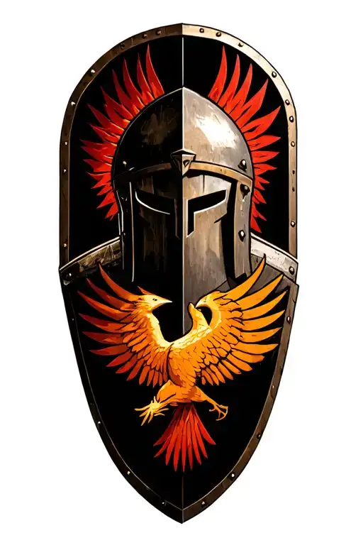 Spartan Holding A Shield With A Phoenix Drawn On It In His Hand