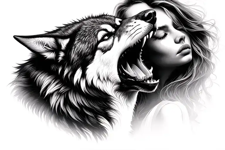 Girl With Wolf Howling