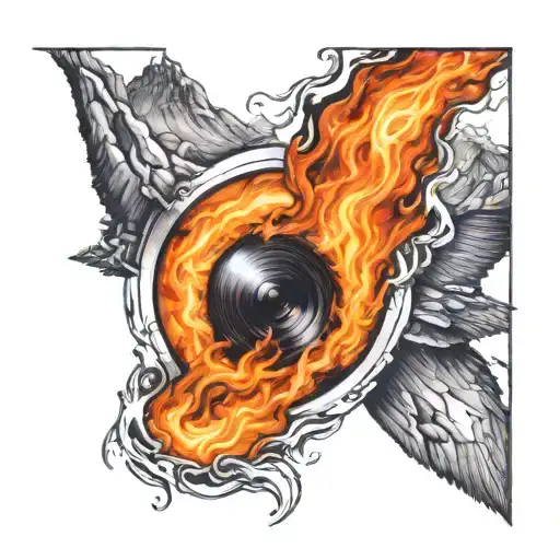 Perspective Change Through Camera Lens While Mountains Rising Phoenix From Fire