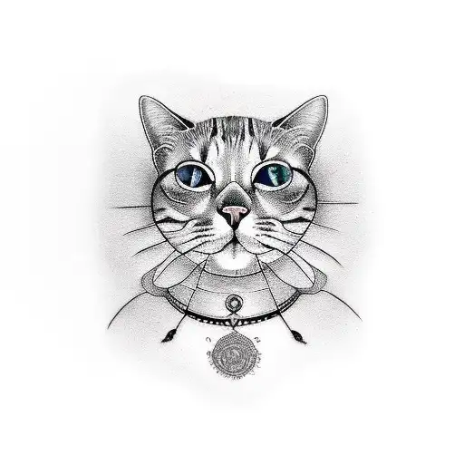 Mandala With Realistic Cat