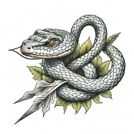 Snake Skewered By Arrow Bleeding