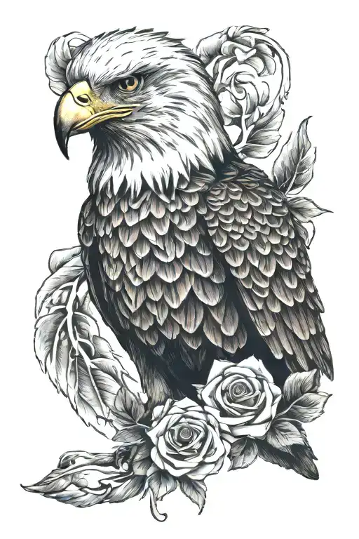Eagle With A Candle And Rose