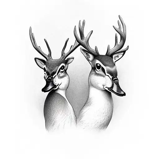 Duck And Deer In Woods