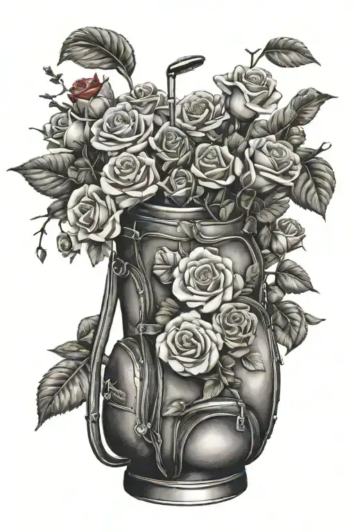 Golf Bag Filled With Roses Growing