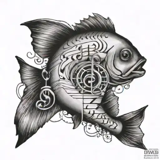 Fish And Music Note Intertwined