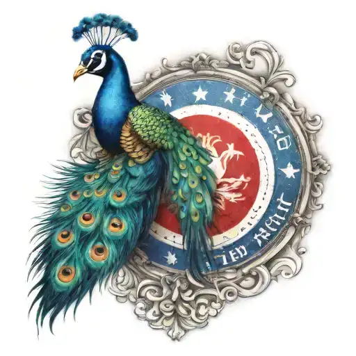 Peacock With Puerto Rican Flag