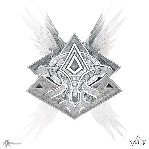 Valknut Symbol Whit Wolf
