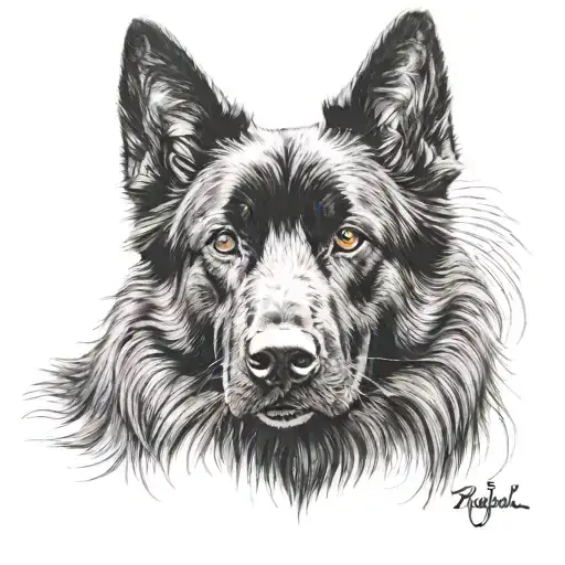 Black German Sheperd With Brown Eyes Looking