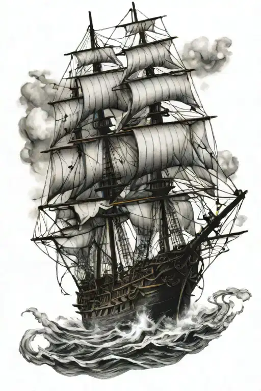 Atlas And Pirate Ship Sailing