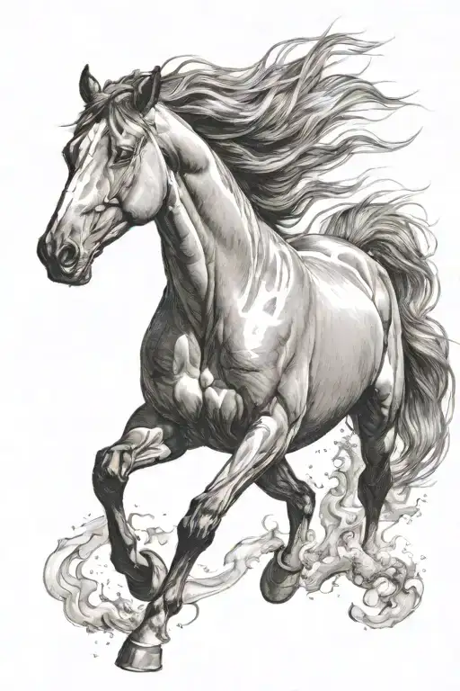 Running Horse With Long Flowing Mane