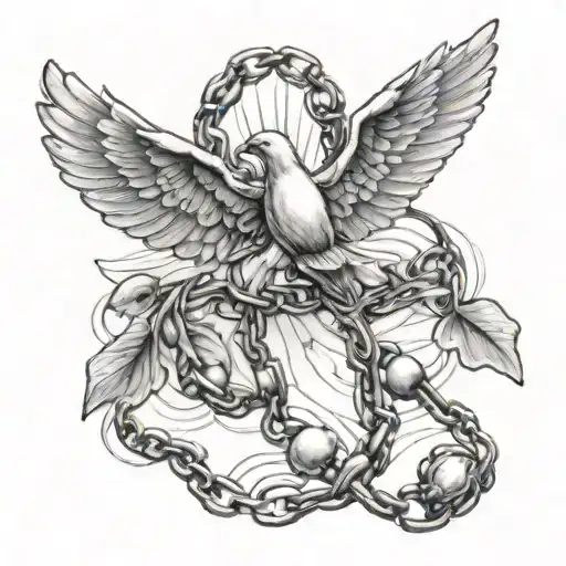 Rosary Wrapped With Doves Flying And Lights