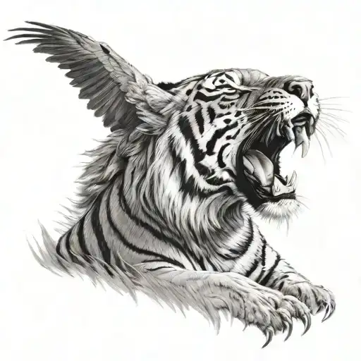 Bengal Tiger Mixed With Eagle
