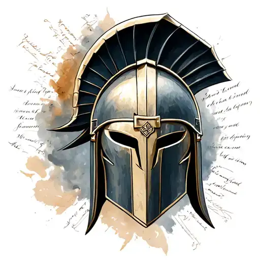 Spartan Helmet Surrounded In Script