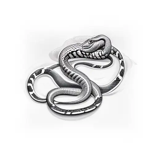 Snake Wrapped Around Full Arm With Apple In Mouth