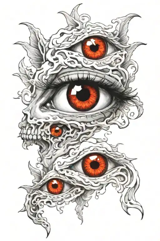 Heaven & Hell Hanma Tattoo With Red Eyes