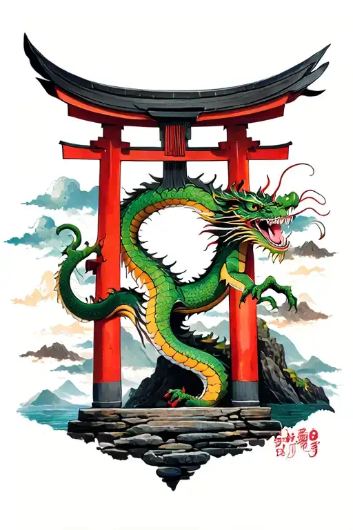 Dragon Torii Gate With Mount