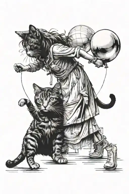 Girl With Balloon By Banksy But Instead Of Girl A Black Cat