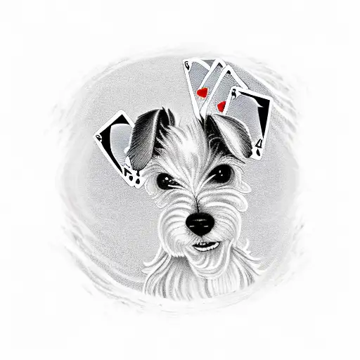 Fox Terrier Playing Poker