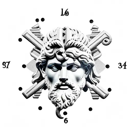 Greek God Zeus With A Clock