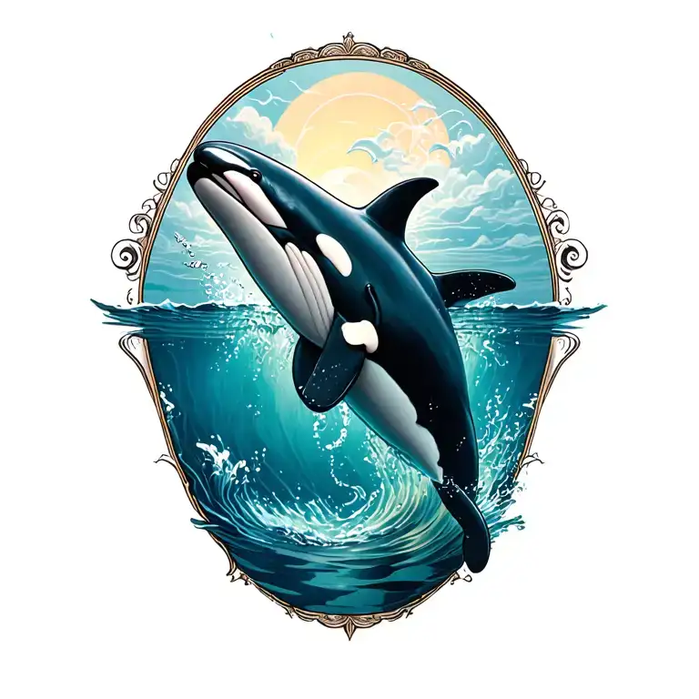 Orca Swimming In A Sea