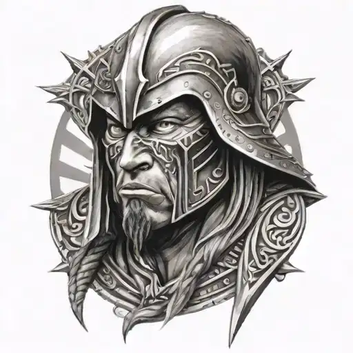 An Aggressive Warrior Tattoo Design