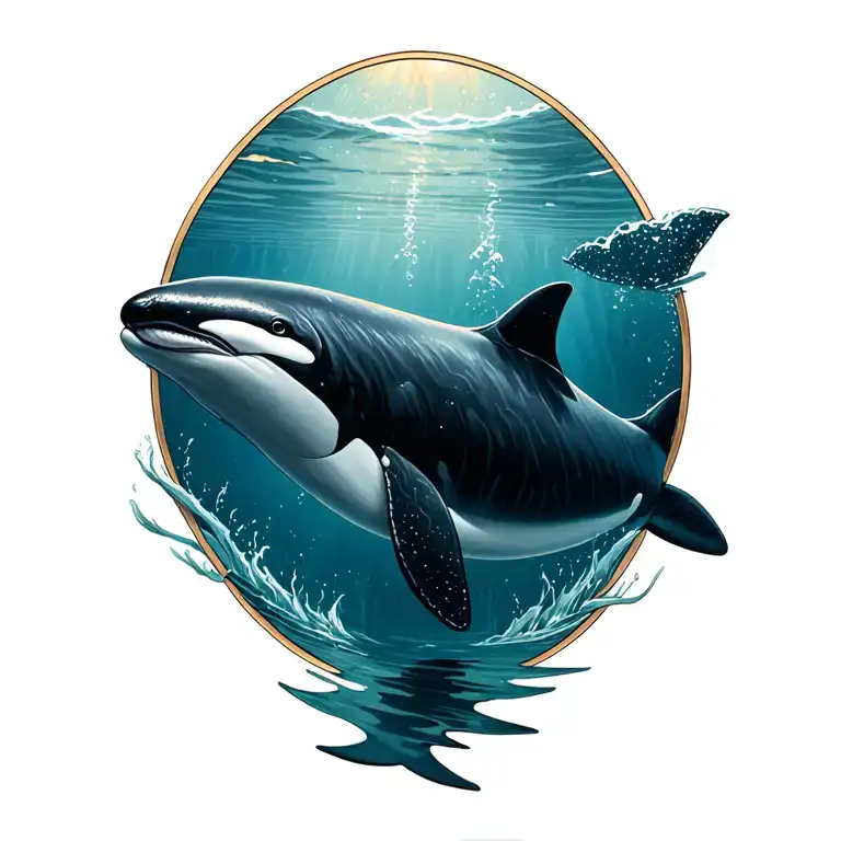 Killer Whale Swimming In A Sea