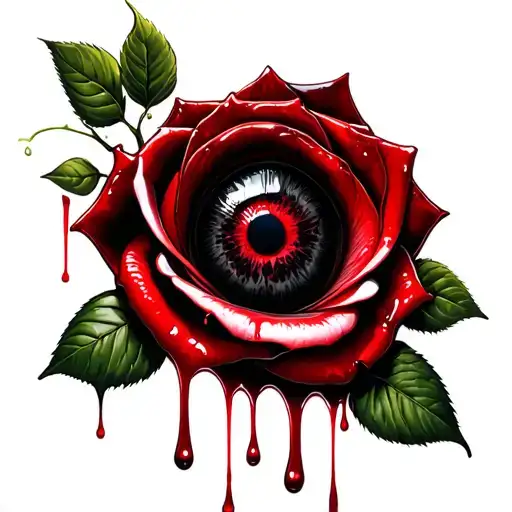 Black Rose Eyeball Crying Blood Dripping