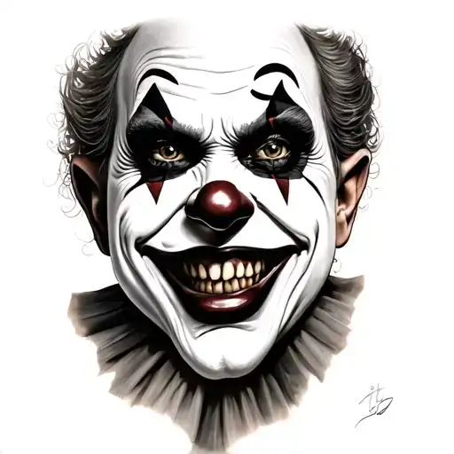 Evil Clown Face Black And Grey