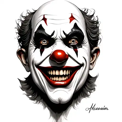 Evil Clown Face Black And Grey