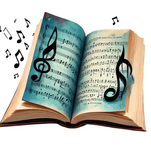 Open Book With Music Notes Floating