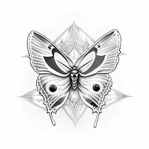 Moth And Butterfly With Skull