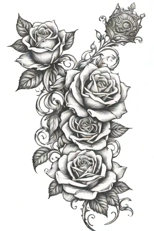 Roses Intertwined With Crown