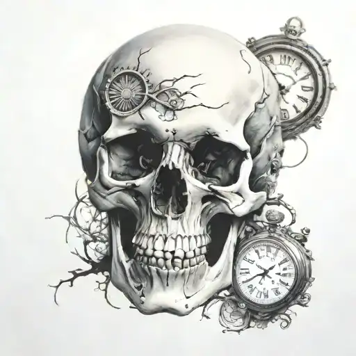 Skull And Clock Inside