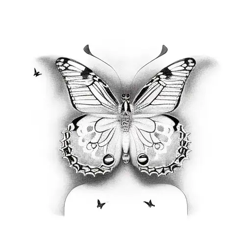 A Realistic Black And White Photograph Camera Surrounded By Vibrant Butterflies