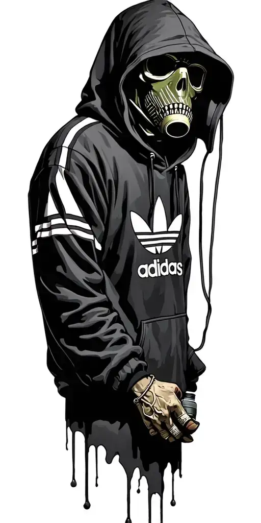 Grim Reaper In A Gas Mask Wearing An Adidas Hoody